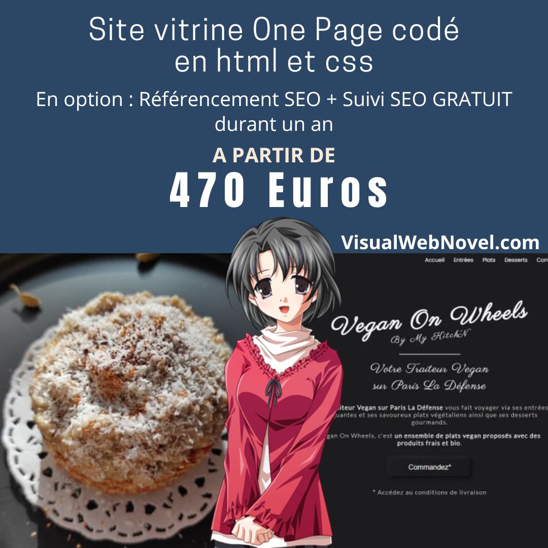 Création site vitrine Onepage codé en html par Visual Web Novel