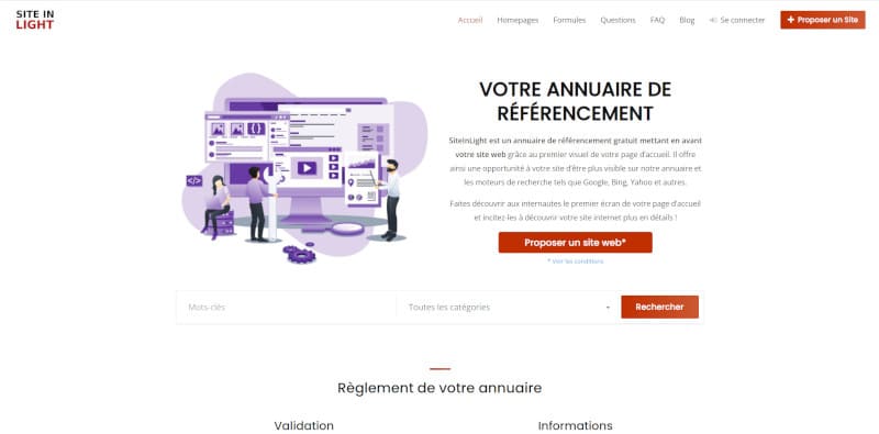 Annuaire de référencement Site in Light par Visual Web Novel